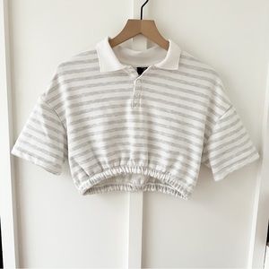 G. LABEL grey stripe cropped polo